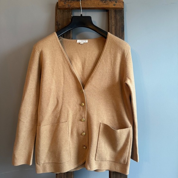 J. Crew‎ Giselle Cardigan Sweater Camel Gold Buttons Women XS Capsule Coastal - Picture 2 of 9